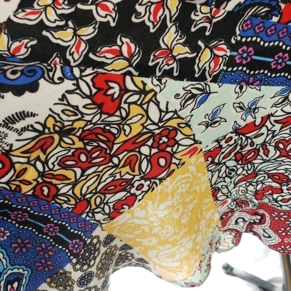 Republic Patchwork Tunic Blouse Long Sleeve Button Front - Picture 9 of 9